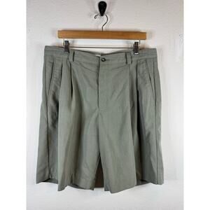 Boca Classics Island Wear Men’s 36 Pleated Chino Shorts Golf Relaxed Gray/Green